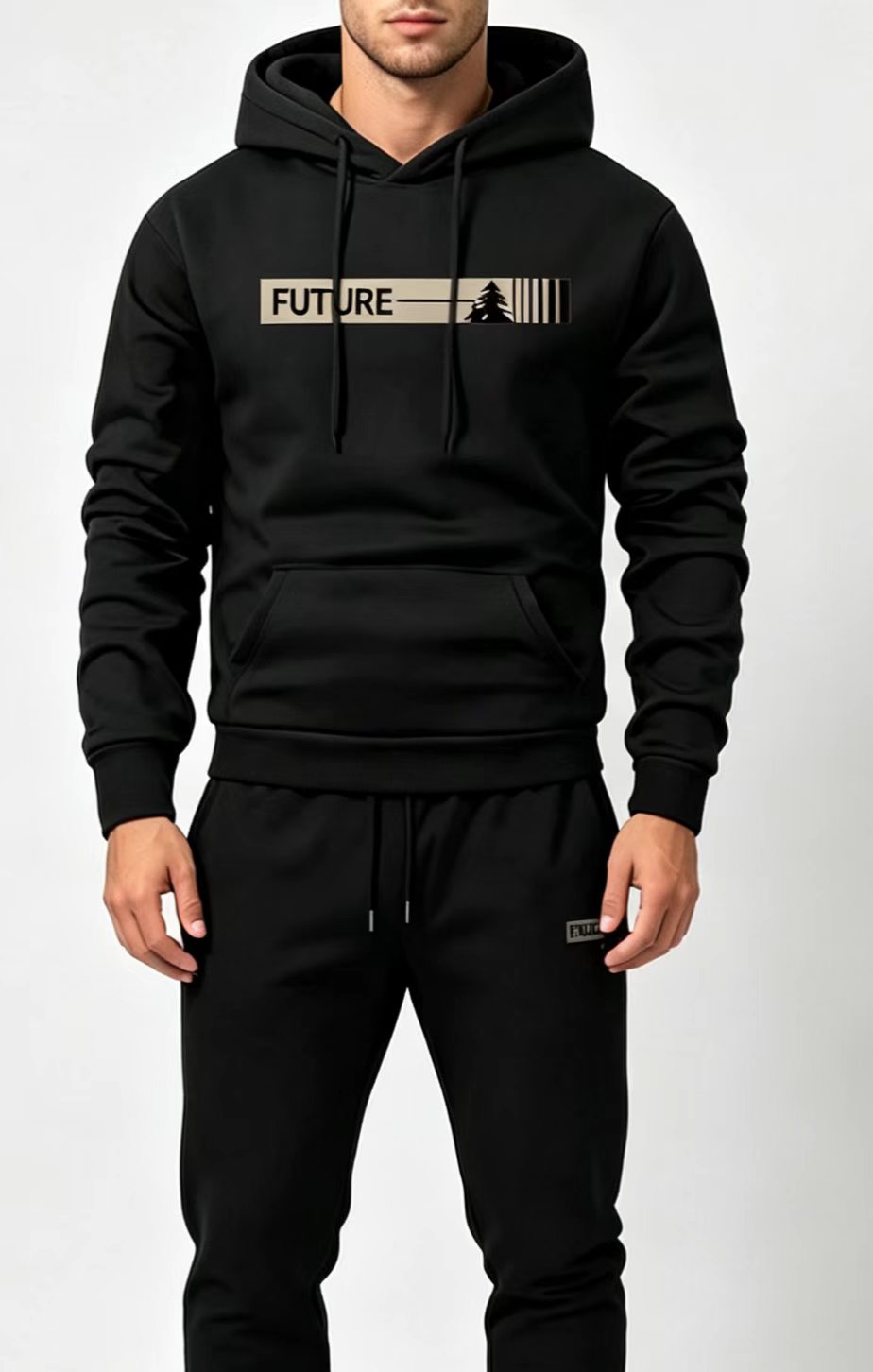 Joggers Pants - メンズ 2点セット トラックスーツ FUTUREプリント フーディー＆ジョガーパンツ