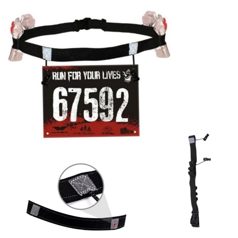 Race Bib - ランニングレースナンバーベルトウエストパックビブホルダートライアスロンマラソンサイクリングモーター用6ゲルループ付きフィットネススポーツアクセサリー