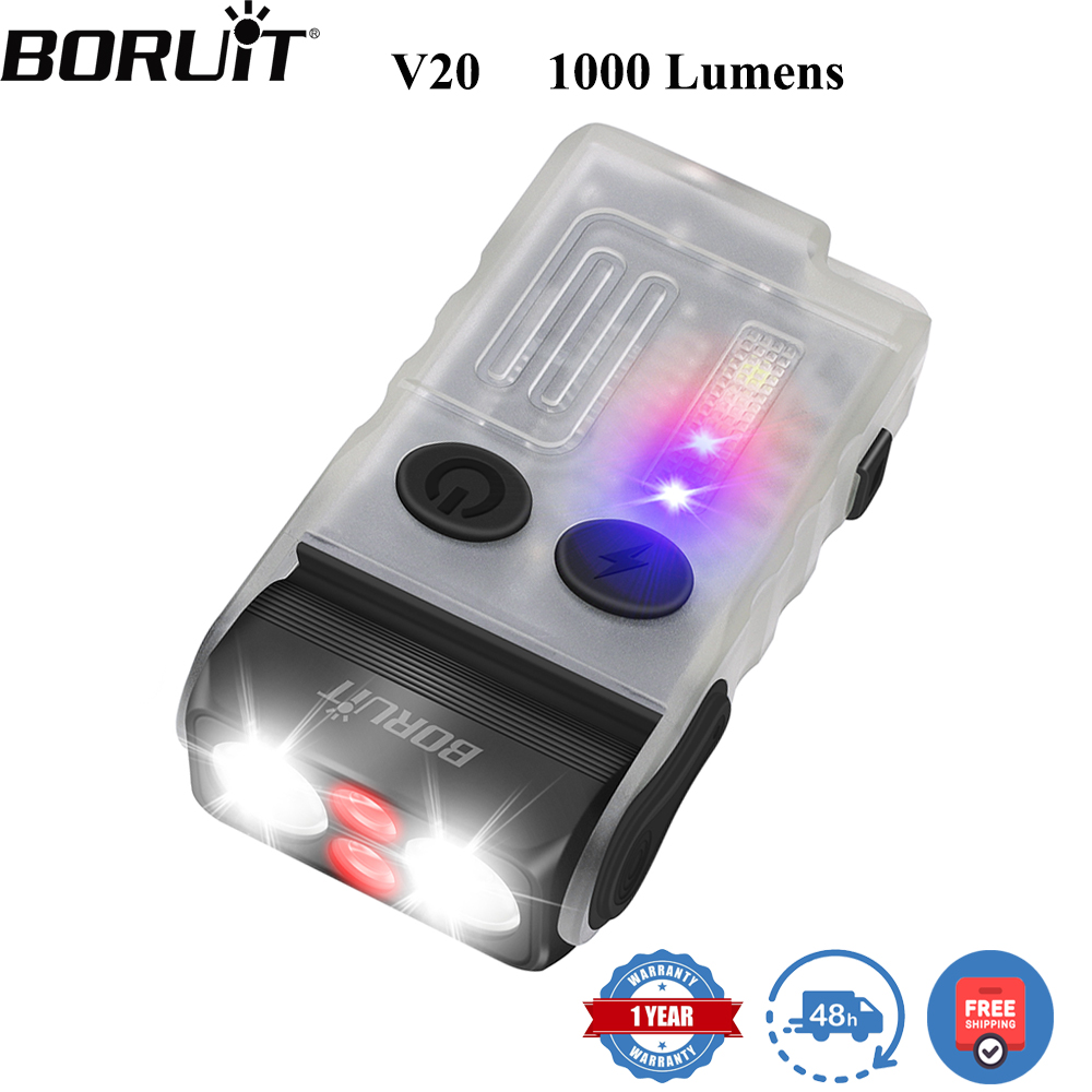 Running Headlamp - BORUiT V20 蛍光ブザー EDC LEDキーチェーン懐中電灯 ヘッドスイベル付き