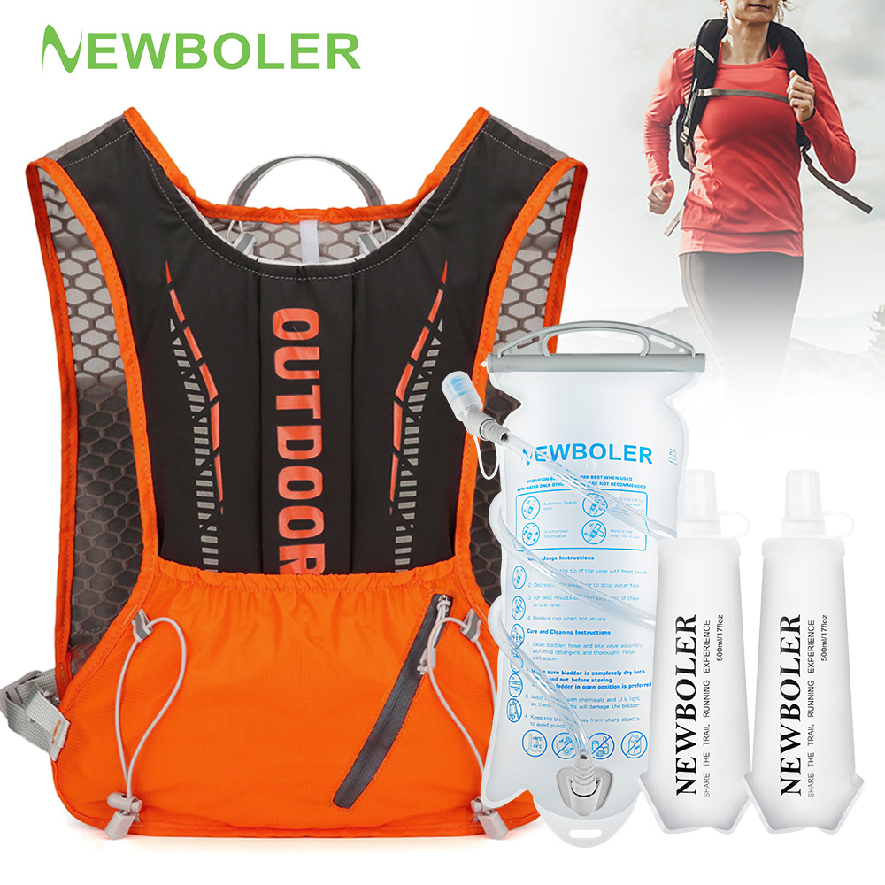Hydration Vest - NEWBOLER アウトドアスポーツランニングバッグ 通気性のあるハイドレーションジョギングバックパック 軽量サイクリングバックパック ウォーターボトル付き
