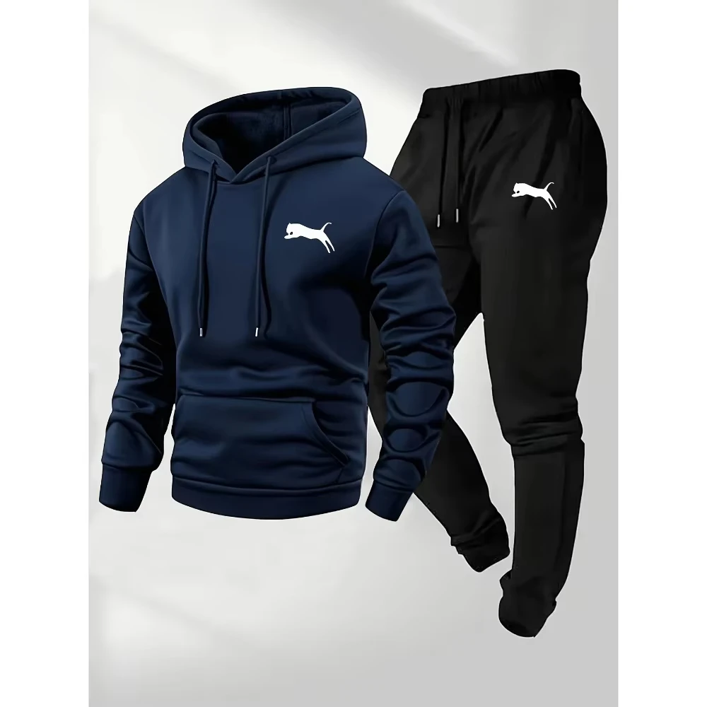 Joggers Pants - 2026年、人気急上昇中のメンズ・フード付きスウェットシャツ＆パンツのセット。カジュアルなトラックスーツ、ストリートウェア、スポーツウェア、フィットネスウェア、ジョギングウェアとして最適な2点セット。