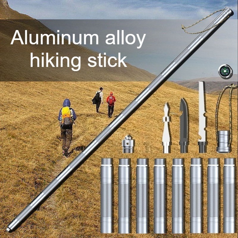 Trekking Pole Carbon - 屋外滑り止めウォーキングスティック キャンプ多機能トレッキングポール 護身用ハイキングスティック 荒野サバイバルキャンプロッド