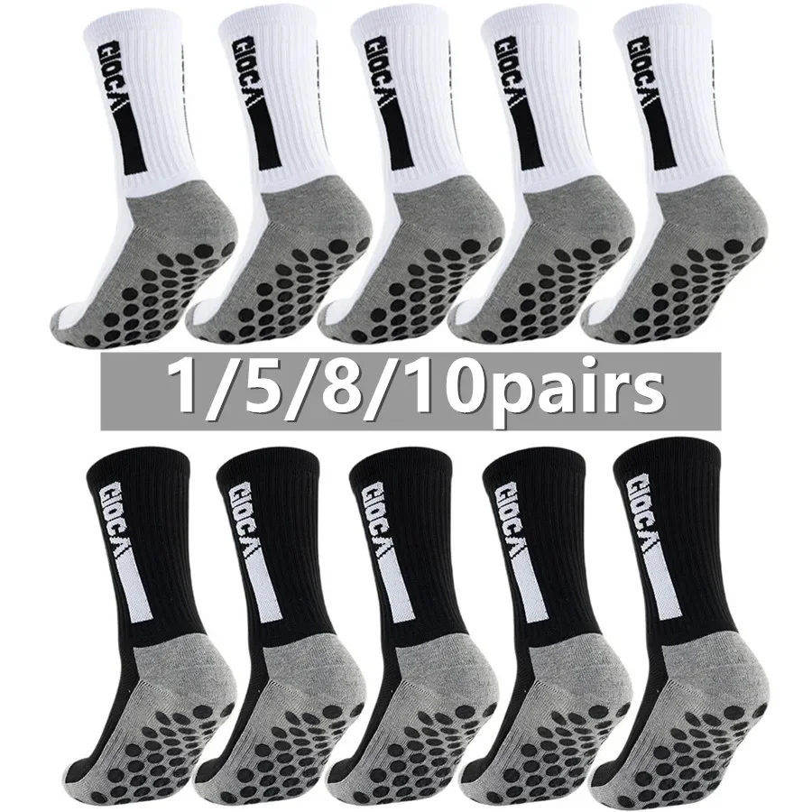 Sports Socks - 1/5/8/10 ペア男性女性ユニセックスノンスリップグリップサッカーラグビーソックスタオル底通気性耐衝撃運動運動