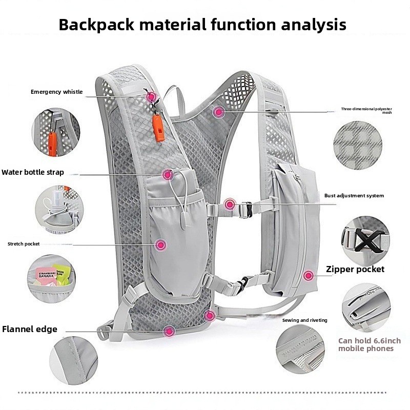 Hydration Vest - ランニングフォンバッグアウトドアハイキングベストバッグサイクリングベストバッグ軽量スポーツ収納バックパックウォーターボトルバッグ