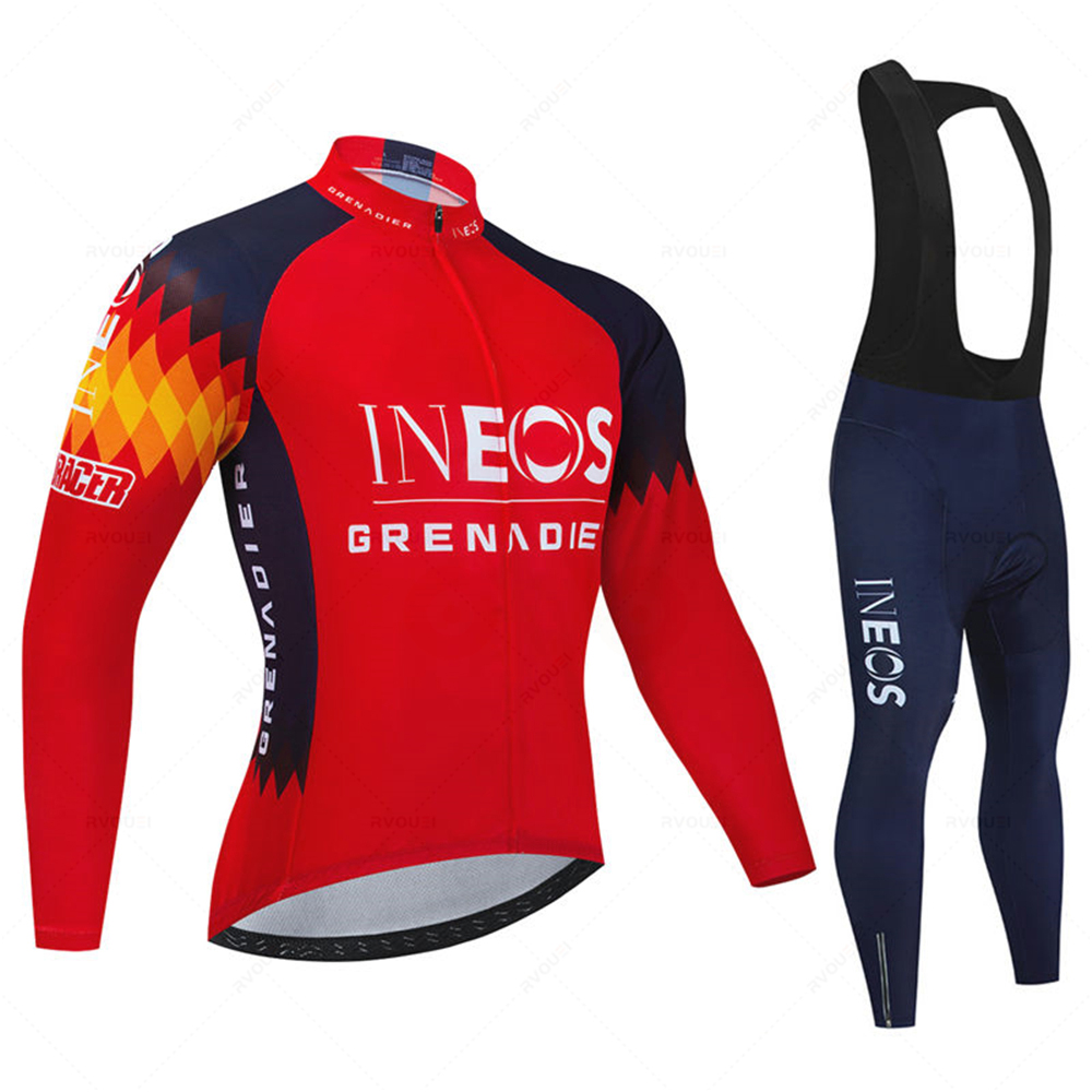 Race Bib - Ineos チーム男性春スポーツサイクリングジャージ秋 Mtb 自転車服夏長袖トライアスロンマウンテンバイクビブパンツセット