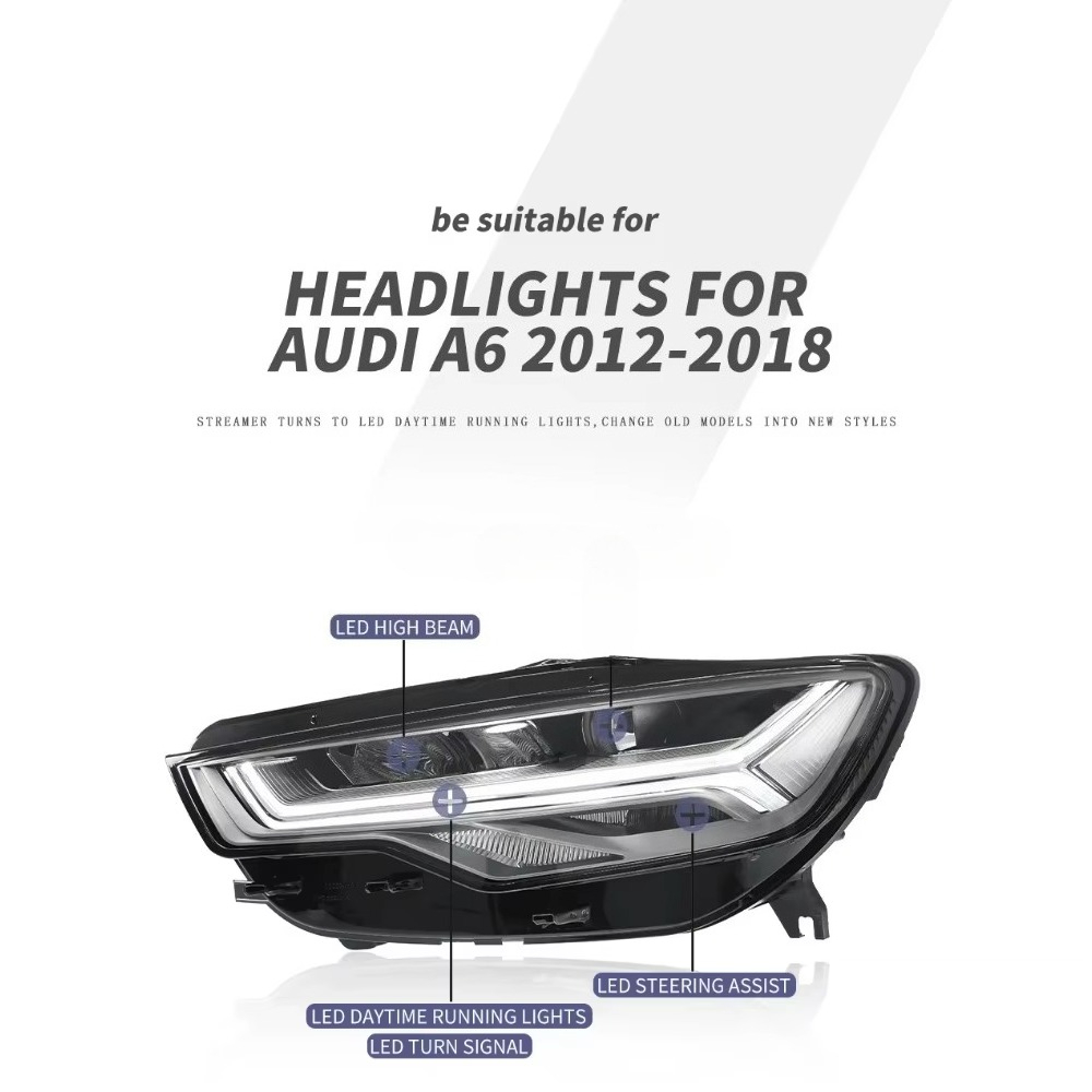 Running Headlamp - A6 C7 A6L 2012-2018 アップグレードヘッドライト LEDヘッドランプ