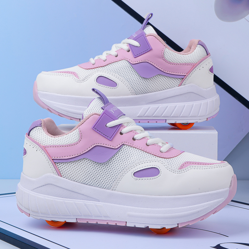 子供用ローラースケート、4輪、取り外し可能な車輪付きスニーカ - Running Shoes Women のレビューと価格