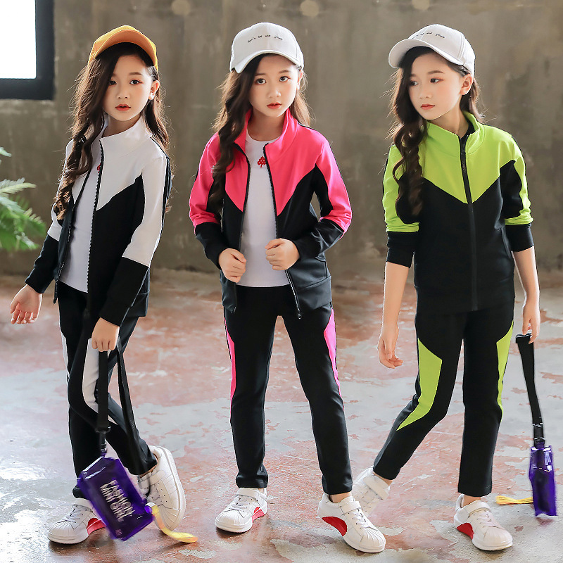 春秋子供服女の子長袖スポーツスーツジャケット + パンツ 2 - Running Gear Kids のレビューと価格