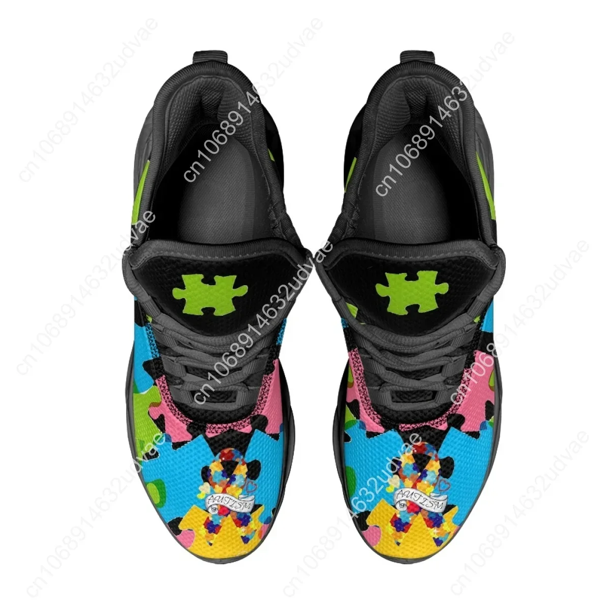 自閉症啓発スポーツランニングシューズカラーパズル耐久性のある - Running Shoes Women のレビューと価格