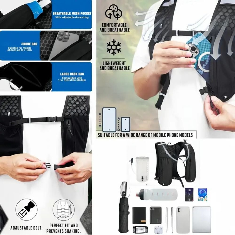 防水反射ランニングベストパック調節可能な多機能ランニングハイ - Hydration Vest のレビューと価格