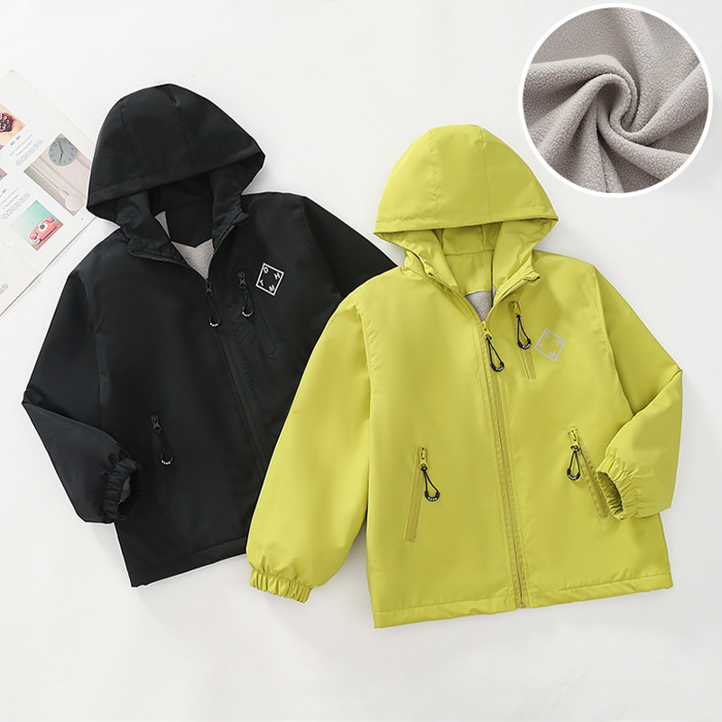 秋冬用男の子ジャケット 厚手フリース 防風 暖かいフード付き - Running Gear Kids のレビューと価格